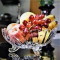 Imported Premium Quality Crystal Floral Design Glass Bowl with Foots (Large). 