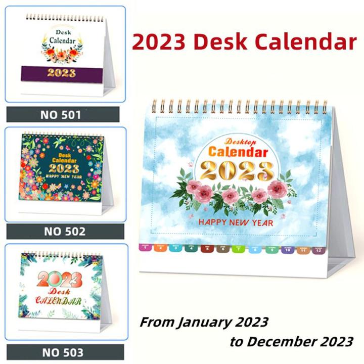 【HOT】 Desk Calendar 2023 Flower Series Large Desktop Standing Calendar Daily Monthly Planner English Table Calendars Creative Notepad
