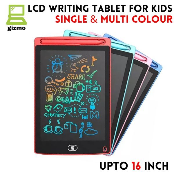 Single & Multi Colour LCD Writing Tablet Upto 16 Inches For Kids - Drawing Board For Children - Best for Sketching & Games