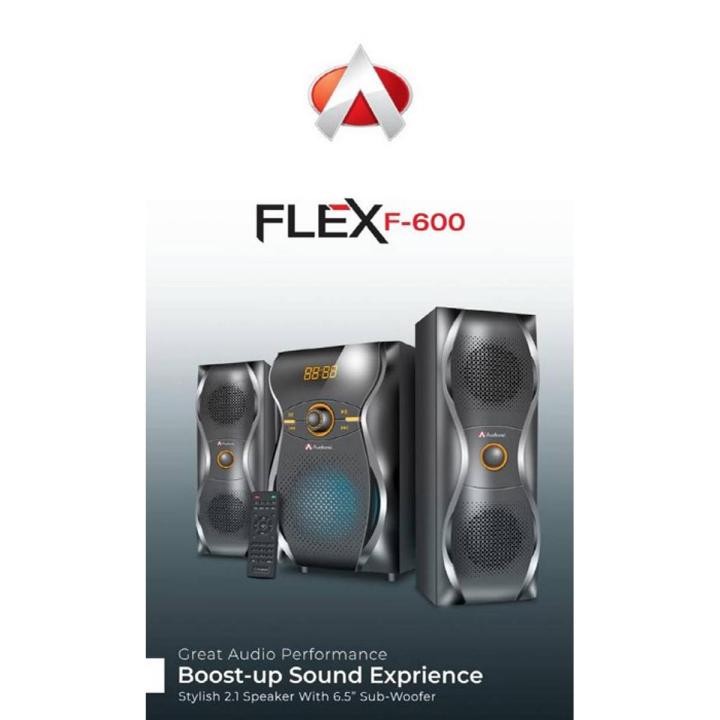 Flex Multimedia Speaker Black (F-600) LED display with Remote-control & RGB Lights.