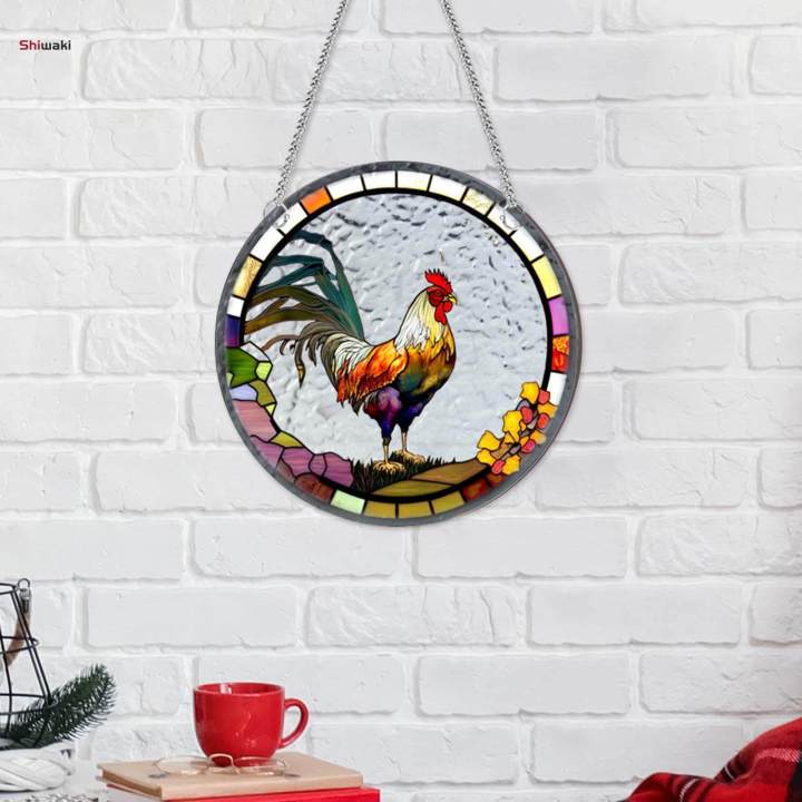 Stained Glass Window Hanging Panel Decor Colorful for Door Home Indoor