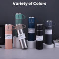TQStainless Steel Vacuum Flask Set - 500ml Thermal Insulated Travel Bottle with 2 Cups for Hot & Cold Drinks - Perfect Gift Box for Tea, Coffee & More. 