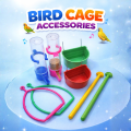 Kolachipets 8 in 1 Bird Cage Accessories Combo Pack | Bird Feeding Pots Water Dispensers Swings Perches Set | Budgie Lovebird Finch Canary Australian Parrot Cage Accessories Kit | Plastic Bird Feeder Toy Cage Setup. 