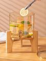 Glass Beverage Dispenser with Spigot - 3.2L Beverage Jar with Spigot and Lid and Wooden Stand for Serving Hot or Cold Drinks, Juices, Ice Water at Parties and Camping - 3200ml. 