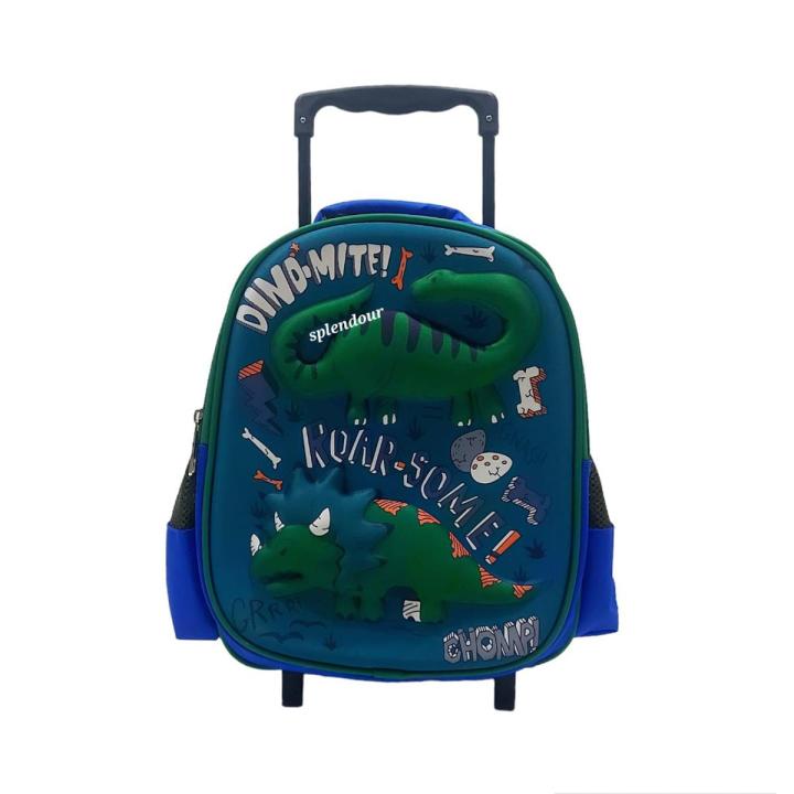 New Cute Cartoon Dino Children's Fashion Trolley Bag Backpacks for Boys in Pre-Nursery School Kids
