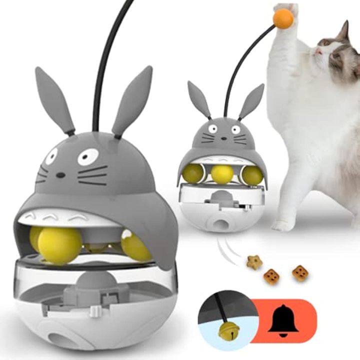 Interactive Cat Feeder Toy,Treat Dispenser Exercise Toys,Feeding Food Toy Dispenser,Car Indoors- Sounding Bell cat tower