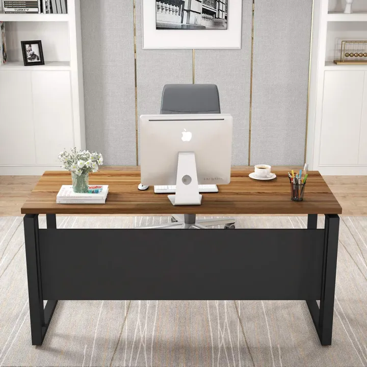 Computer%20Table,%20Office%20Desk%20Writing%20Table%20for%20Workstation%20Home%20Office%20with%20Clean%20Design,%20Dark%20Walnut%20+%20Metal%20Frame%20-%20Image%204