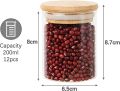 12 Pack 200ml Jars with Bamboo Lids, Kitchen Food Storage Containers for Spices, Food, Candy, Tea, Nuts and Snacks. 
