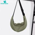 Green Home Men Crescent Bag Solid Color Firm Stitching Men Messenger Bag. 