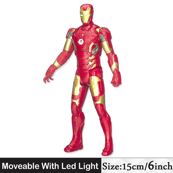 Avengers Marvel Iron Man Action Figures Moveable With LED Light 6 inch - Movable Head Arms Legs - For Kids Boys and Girls Toys - Super Hero Action figure 6 inch