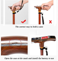 Old man stick with intelligent wood color Hiking Walking stick Trekking Poles. 