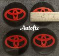 Toyota wheel center cap Plastic DECALS Black N Red 2.2 inches 04 PCS. 