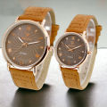 Fashionable Watches pack of 2 Precious Look Casual/Formal Round Black Premium Artificial Leather Watch For Couple, Couple Watches. 