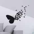 Flying Butterflies Wooden Wall Decor BIG BUTTERFLY WALL Decor, 3D Self Adhesive Wall Clock. 