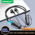 INNOVAT® Magnetic Neckband Headphones Wireless Bluetooth Earphones LED Display Headset Sport Noise Cancel Handsfree Ear buds with Mic. 