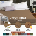 Stretchable Fitted Bedsheet Jersey Cotton Mattress Cover Single King Double Bed Sizes - Beddy's Studio. 
