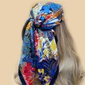 Towel popular print square 023 Oumei Toutan sunscreen silk scarf 2M shawl fashion sand 90*90C shaped bandana. 