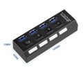 New High Speed Usb 3.0 Hub 4 Ports Speed 5gbps With On/off Switch And Cable Universal For Pc Lap Computer Desk Black. 