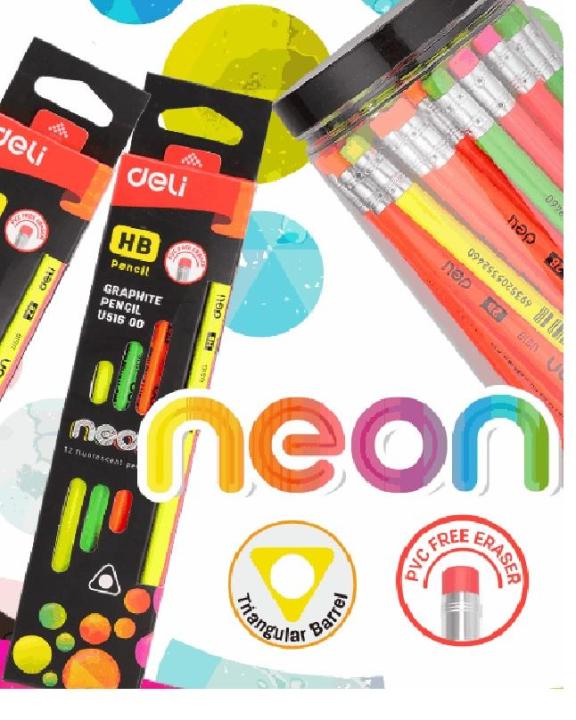 Deli%20Neon%20HB%20Graphite%20Pencil%20U516%2000%20Pre-Sharpened%20-%20Image%205