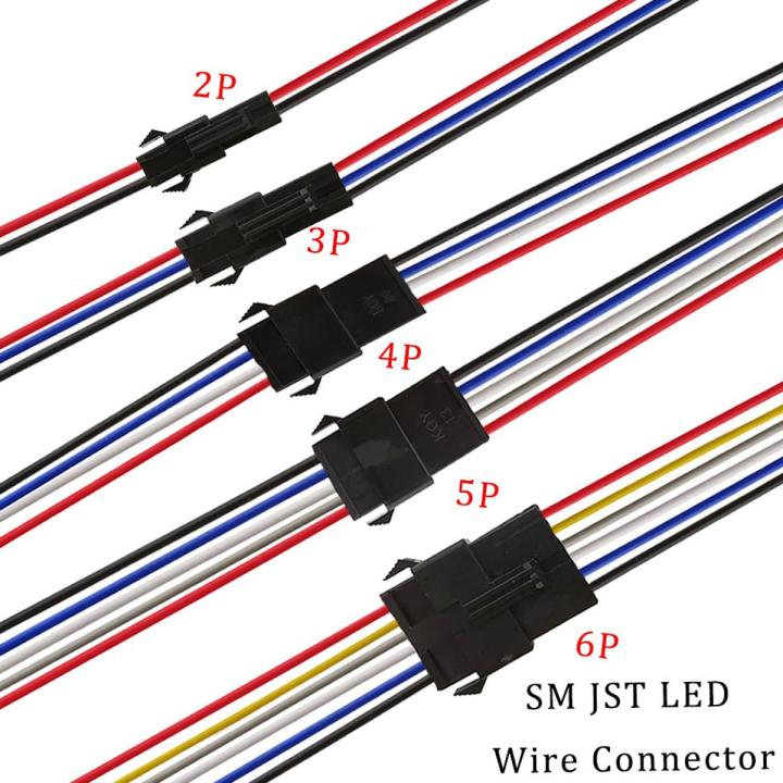 5Pair/10Pcs SM JST LED Connector Cable 2/3/4/5/6 Pin Plug Socket Male ...