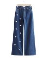 Women’s Blue Butterfly Wide-Leg Denim Jeans Printed and Export Quality. 