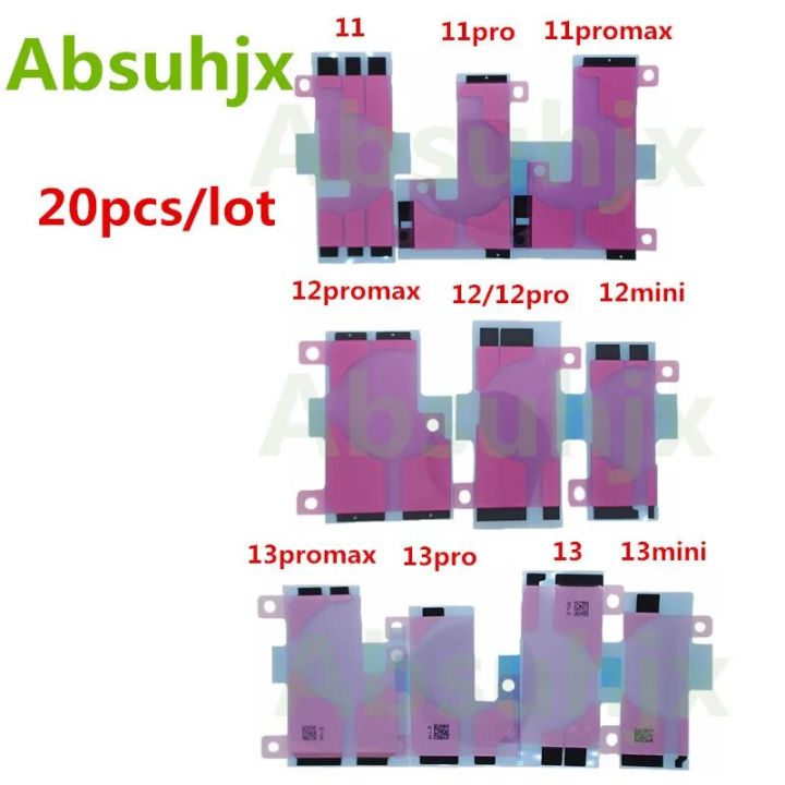 Absuhjx 20pcs Battery Sticker for iPhone 11 12 13 14 Pro Max 13 Mini 15 Plus Adhesive Double Tape Pull Trip Grue Fix Parts