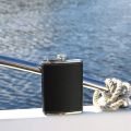 Pocket Hip Flask 8 Oz with Funnel Stainless Steel with Black Leather Wrapped Cover and Leak Proof - Fits any Suit for Discrete Liquor Drinking. 