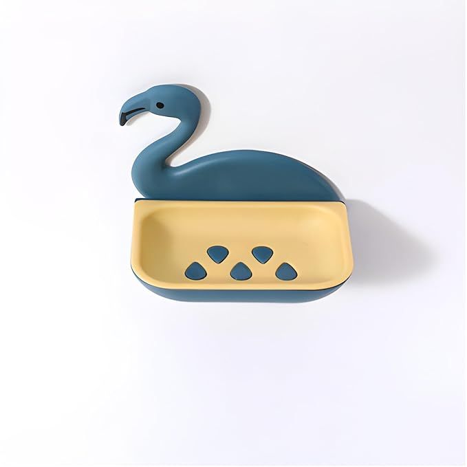 Flamingo Shape Soap Box, Self-Adhesive Soap Holder Dish - PP Plastic, Stylish and Durable Bathroom Storage Tray (1pc)