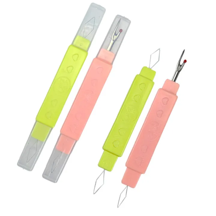 2-in-1 Sewing Needle Threader & Seam Ripper Tool with Protective Cover