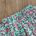 2 Pieces Kids Suit Set, Solid Color Bowknot Sleeveless Crop Tops+ Floral Print Skirt for Girls, 9 Months-4 Years. 