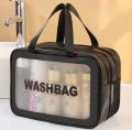 Upgrade Your Travel Routine with Our Premium Quality Toiletries Organizer Makeup Bag! Extra Large, Waterproof, Portable Cosmetic Case Made of Leather & Transparent Material. 