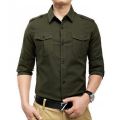 Xeesh Collection Army Green Double Pocket Style Shirt For Men EC-126(B). 