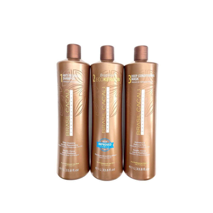Brazilian Keratin Hair Treatment Smoothing Blowout Kit Original Cadiveu Brasil Cacau, 3 products 1L/33 fl.oz