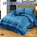 Bridal Embossed Velvet Frill Duvet Razai Set 6Pcs China Imported Embossed Fabric. 