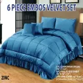 Bridal Embossed Velvet Frill Duvet Razai Set 6Pcs China Imported Embossed Fabric. 