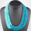 Claire Jin Handmade Small Beads Contrast Color Two Tones Necklace Women Fashion Multi Layer Vintage Necklaces Bohemian Jewelry. 