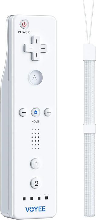 VOYEE Wii Remote Controller, Wii Controllers Built in 3-Axis Motion Plus, Wireless Gaming Controller Compatible with Nintendo Wii/Wii U Console - with Silicone Case | Wrist Strap (White)