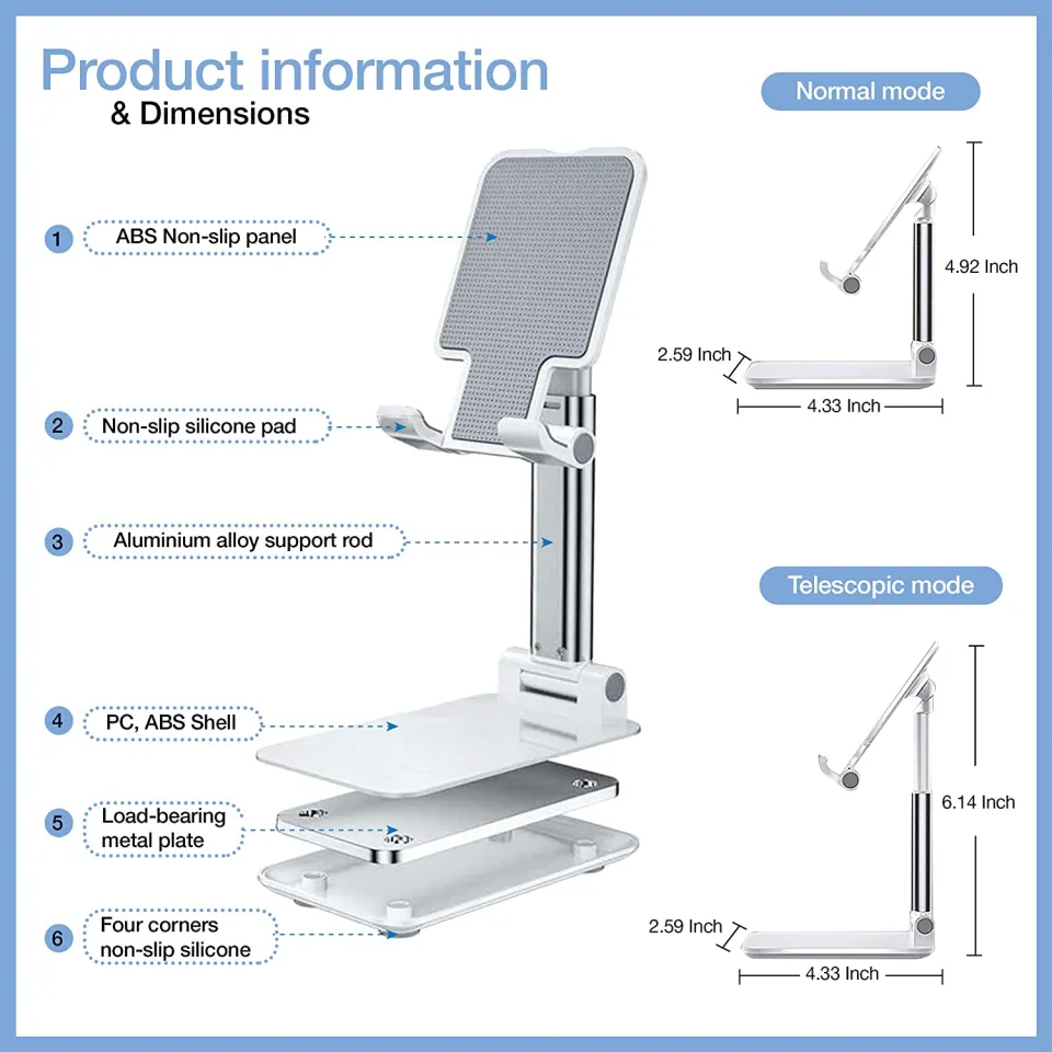 Mobile & Tablet Holder | Premier Quality Product | Adjustable and Flexible  Stand | Compact Pocket Size | Easy to Carry | Best for Study and Office Use  | Compatible with all size Mobiles | Daraz.pk