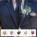 Boutonniere Corsage No Watering Colorful Rose Buttonhole Flower Decor. 