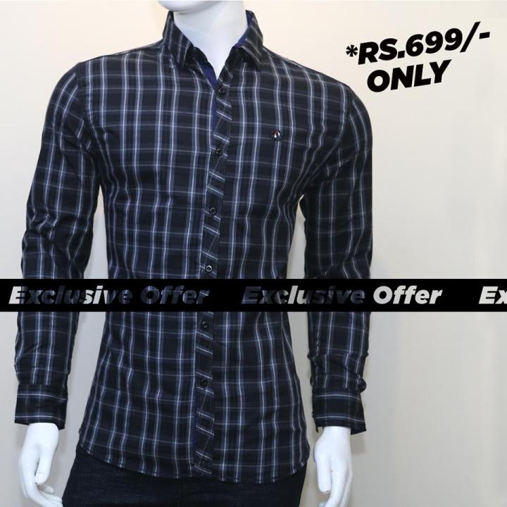 Black Checkered Casual & Party Wear Shirts