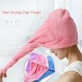 Quick Dry Towel Hair Drying Terry Hat Quick Dryer Water Absorbent Shower Turban Fast Magic Hair Wrap with Button Wrapped Bath Cap. 