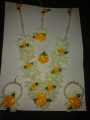 Pack of 1 Yellow Mayon Jewellery Set Special Artificial flowers Beautiful Set Of Necklace And Bali Earrings & Matha Patti Mayoon necklace. 