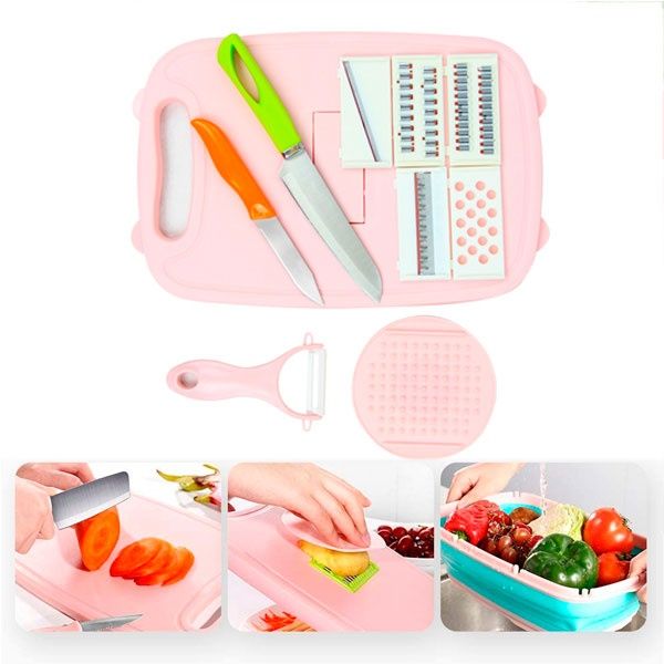 Multifunctional%209in1%20Chopping%20Board%20with%20Drainer%205pcs%20Vegetable%20Slicer%20Cutters,%202%20Knives%20and%201%20Collapsible%20Colander%20for%20Kitchen%20-%20Image%208