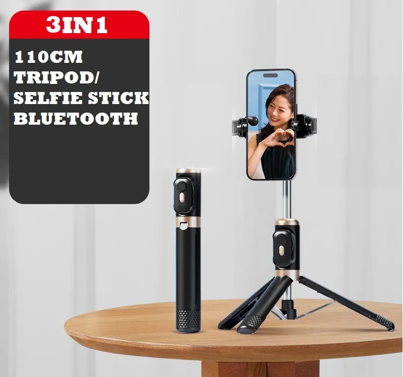 3 in 1 R1 Selfie Stick (70CM Without Light) R1S (70CM With Light) JC16 (110CM Without Light) JC16H (110CM With Light) Tripod Stand 360 Rotatable Holder with Bluetooth Shutter for youtube tiktok Photography Traveling docks stands