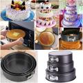 3 Piece Round Shape Nonstick Cake Baking Spring form Pan Mold Tray - 6,7,8 inch. 