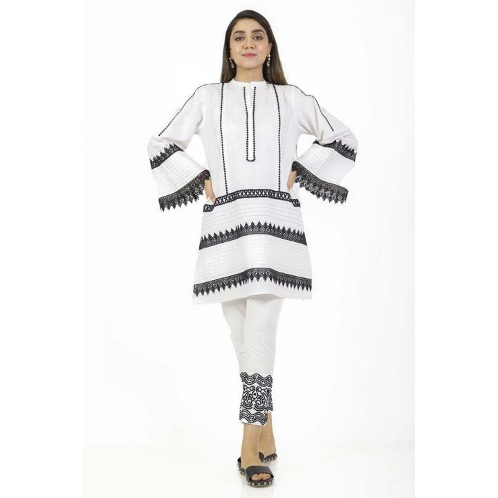 EGO Fall Collection 2019  Classic B & W  Off White Cotton Kurti For Women