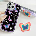 Hontinga for Infinix Zero 20 Back Cover Free Holder Beautiful Butterfly Soft Wavy Case Camera Protection Transparent TPU Phone Cover. 