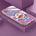 YIWESAN Case For Infinix Smart 5 Pro Case Cartoon Doraemon Cat Side New Design Phone Case Square Edge Pattern Silicone Softcase Luxury Plating Casing Full Cover Camera Shockproof Protection Cases. 