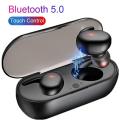 Bluetooth 5.0 HiFi stereo headsets TWS wireless headphones ipx9 waterproof stereo earphone Sport Bluetooth headset Noise Cancelling headphones with mic smart fingerprint touch in ear Bluetooth earbuds with charging power box. 