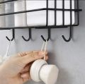 Multipurpose wall mounted Storage Rack / shower storage rack/ 1 layer corner rack / metal black shelf / bathroom kitchen punch corner frame /shower shelf metal rack. 